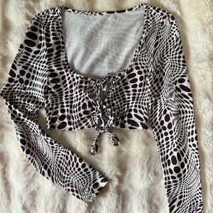 brown & white crop top